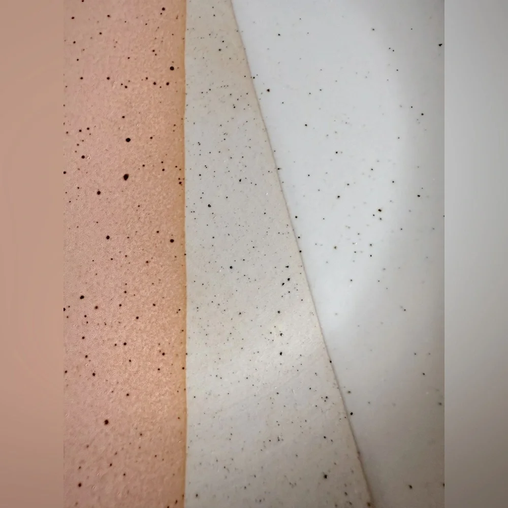 NWT Crate & Barrel Shae Salad Plate peach ivory grey speckled matte and glazed